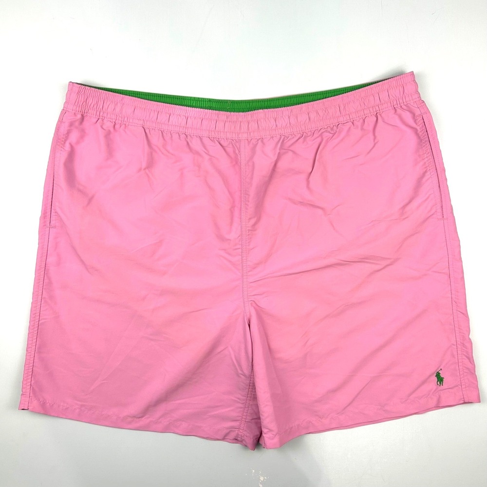 Polo Ralph Lauren Mens Pink Green Swim Trunks Board Shorts 3XLT 3TG Tall